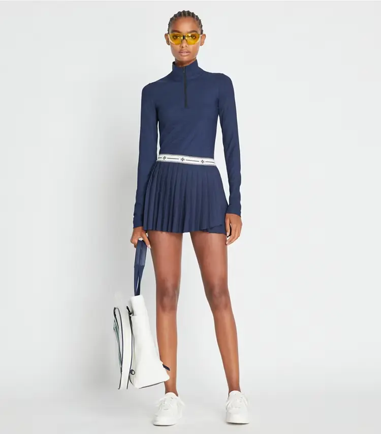 Jacquard Performance Jersey Pleated Overlay Skirt - Image 2